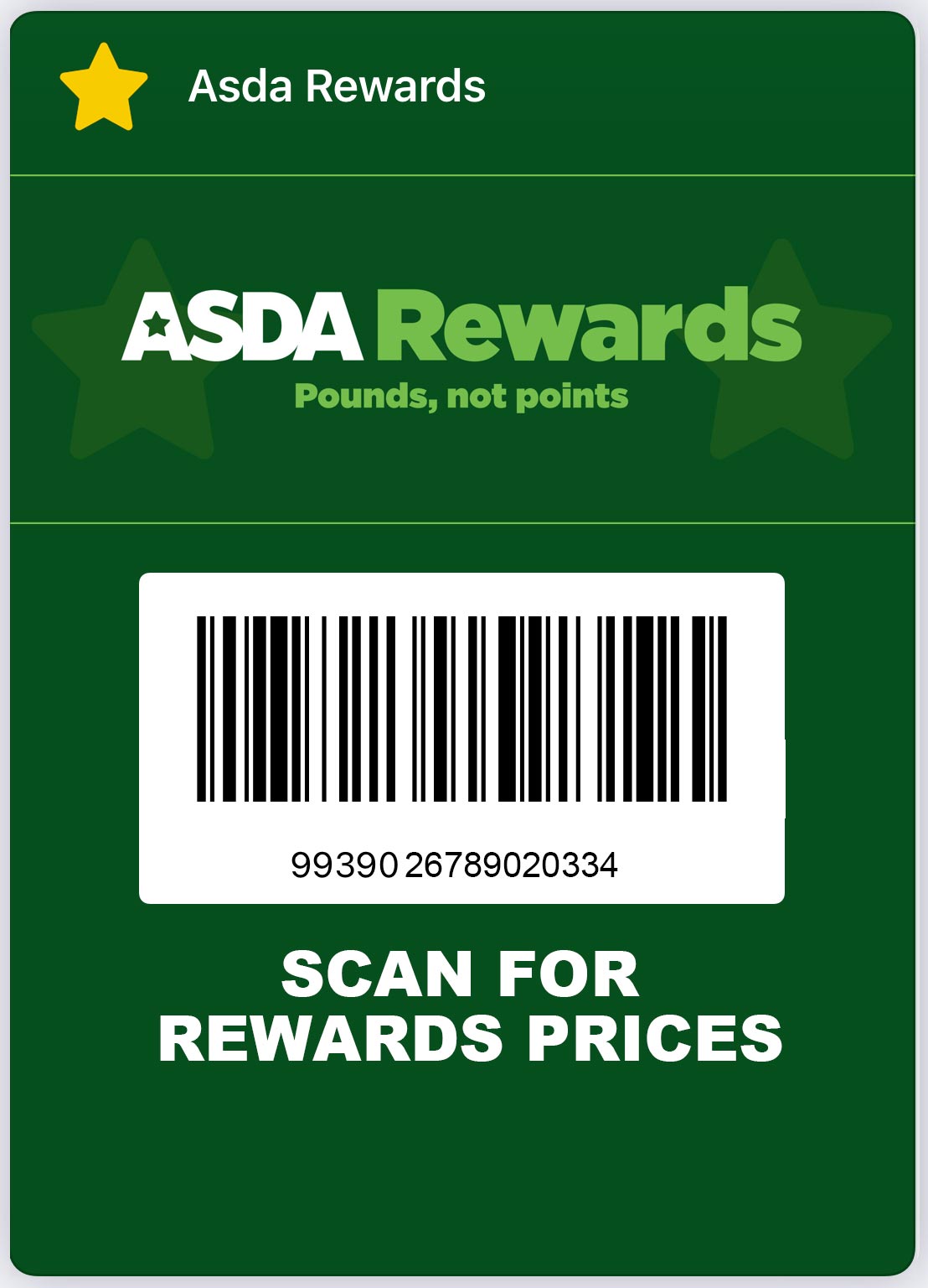 Asda Rewards Barcode picture screenshot QR